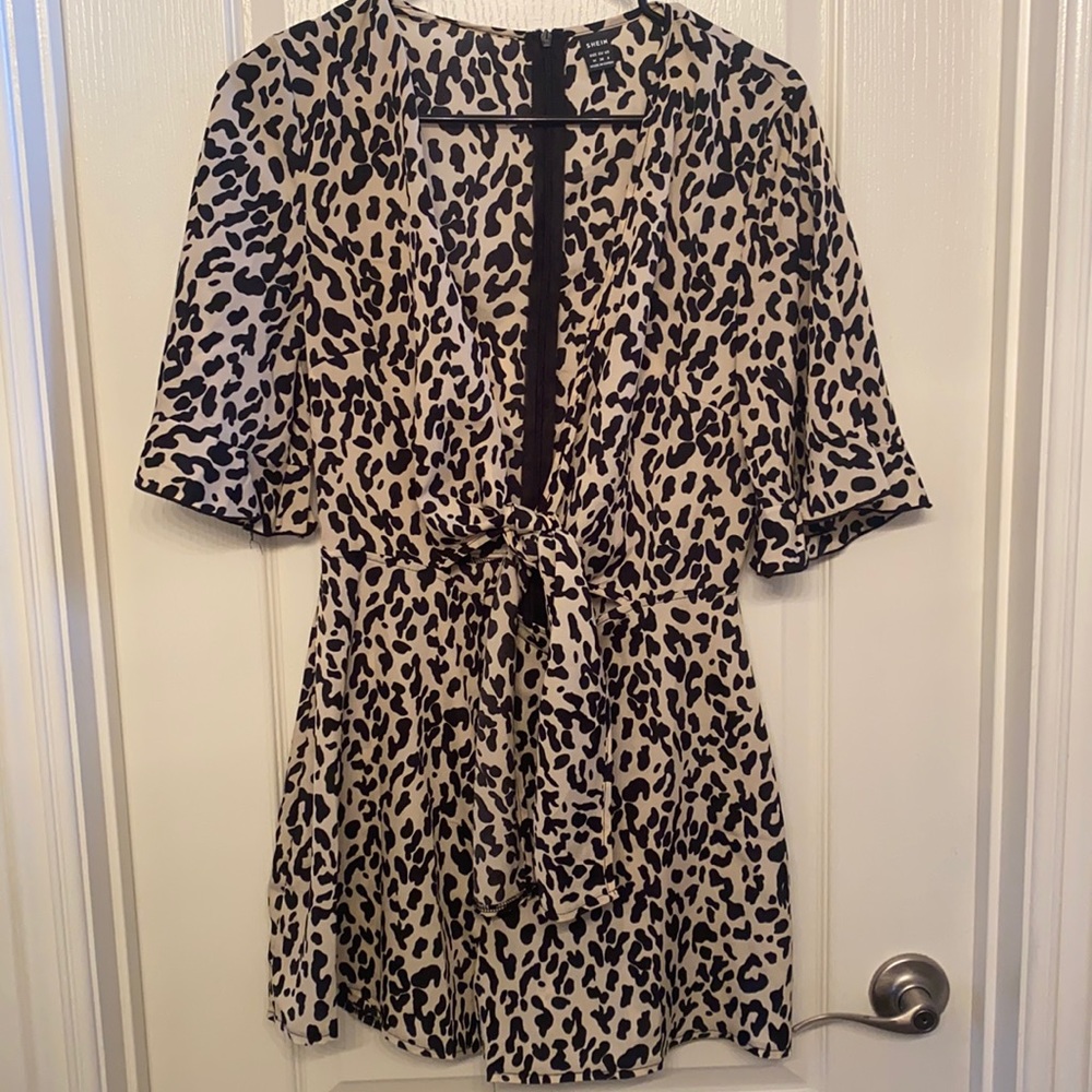 Leopard shorts romper